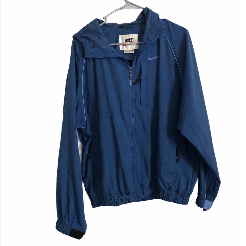 Nike Womens Hooded Windbreaker Jacket Small Blue